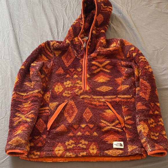 The North Face Sweaters - The North Face quarter Zip Up Sweater - Orange and Brown